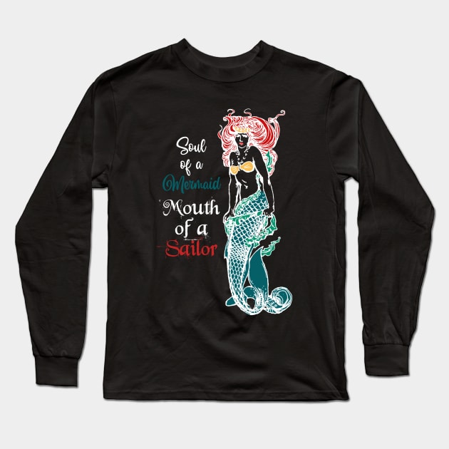 Mermaid with sailor mouth Long Sleeve T-Shirt by Suztv